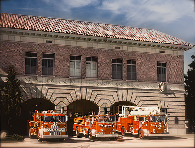 Rigs at 27s Old LAFD Station 27 with 3 or its apparatus in the exit bays.